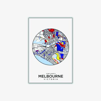 Wolf & Badger Black Map Of Melbourne Australia Extra Small Stanley Print House