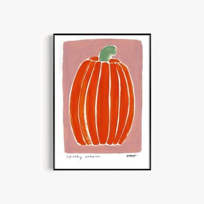 Wolf & Badger Neutrals Pumpkin Hand Painted Art Print - A2 | Natalie Cass Art