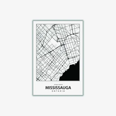 Wolf & Badger Black Map Of Mississauga A2 420 X 594Mm Stanley Print House