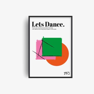 Wolf & Badger Lets Dance David Bowie Inspired Abstract Retro Giclée Art Print A3 297 X 420Mm Fanclub