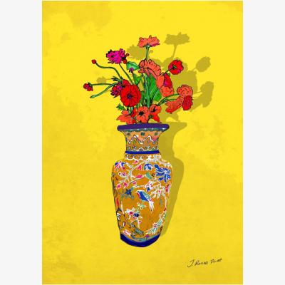 Wolf & Badger Vase Of Poppies Signed Print A4 210 X 297Mm Jessica Russell Flint