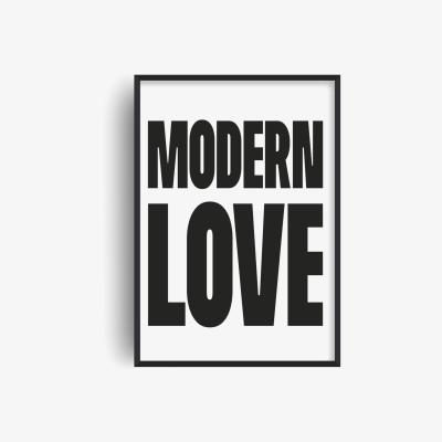 Wolf & Badger Black Modern Love Retro Bowie Inspired Giclée Art Print A3 297 X 420Mm Fanclub
