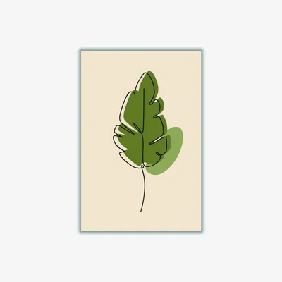 Wolf & Badger Green Abstract One Line Leaf Drawing Iii A3 297 X 420Mm Stanley Print House