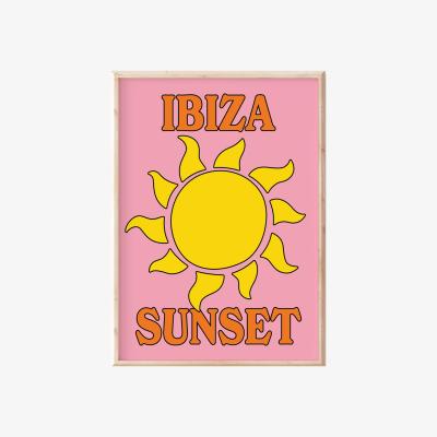 Wolf & Badger Pink / Purple / Yellow A3 Ibiza Sunset Print Sofe Store