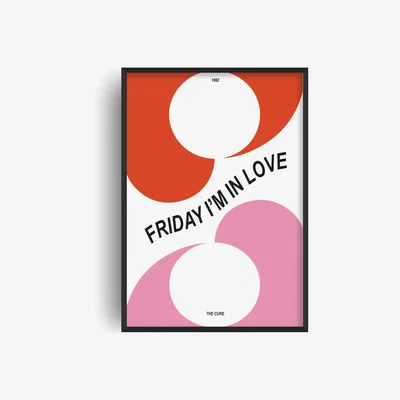 Wolf & Badger Black / Pink / Purple Friday I'm In Love The Cure Music Inspired Giclée Art Print A2 Fanclub