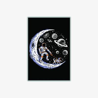 Wolf & Badger Black Doggie Moon Walks A1 594 X 841Mm Stanley Print House