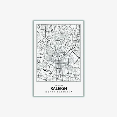 Wolf & Badger Black Map Of Raleigh Extra Large Stanley Print House