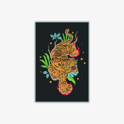 Wolf & Badger Yellow / Orange Classic Tiger Tattoo A4 210 X 297Mm Stanley Print House