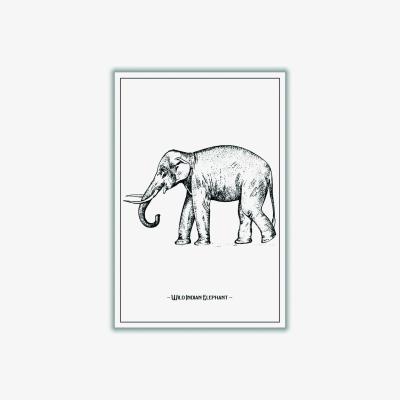 Wolf & Badger Black Wild Indian Elephant A3 297 X 420Mm Stanley Print House