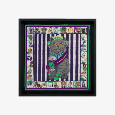 Wolf & Badger British Shorthair Cat Framed Silk Scarf | Un Poco