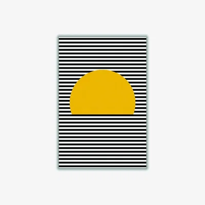 Wolf & Badger Yellow / Orange Sunset Line Art A3 297 X 420Mm Stanley Print House