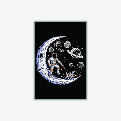 Wolf & Badger Black Doggie Moon Walks Small Stanley Print House