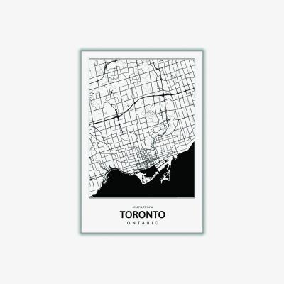 Wolf & Badger Black Map Of Toronto Canada Extra Small Stanley Print House