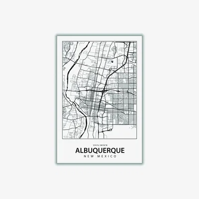 Wolf & Badger Black Map Of Albuquerque Xxs Stanley Print House