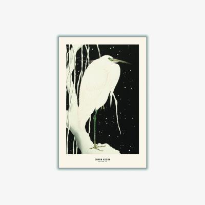 Wolf & Badger White Ohara Koson - Heron In Snow Medium Stanley Print House