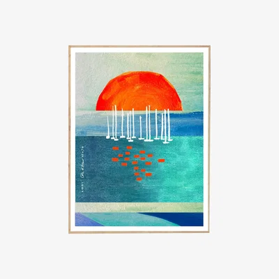 Wolf & Badger Sunrise And Sailboats In The South Of France A3 297 X 420Mm Awol