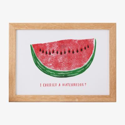 Wolf & Badger Green / Black / Red I Carried A Watermelon Risograph Print A4 210 X 297Mm Rosa & Clara Designs