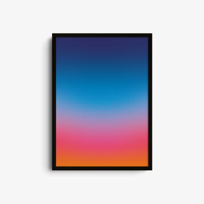 Wolf & Badger Blue / Yellow / Orange Atardecer - Giclee Fine Art Print - Large | A2 | 420 X 594Mm | East Side Studio London