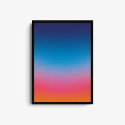 Wolf & Badger Blue / Yellow / Orange Atardecer - Giclee Fine Art Print - Large | A2 | 420 X 594Mm | East Side Studio London