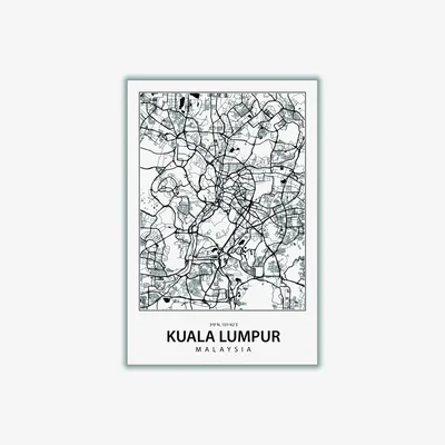 Wolf & Badger Black Map Of Kuala Lumpur A1 594 X 841Mm Stanley Print House