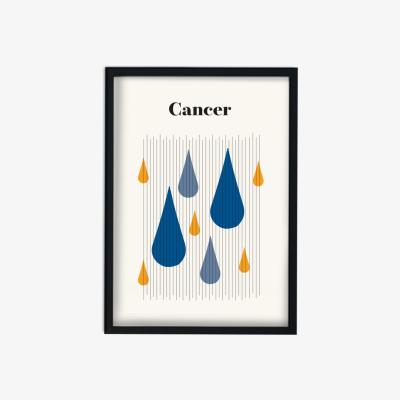 Wolf & Badger Blue / Yellow / Orange Cancer Zodiac Star Sign A3 Print Fanclub