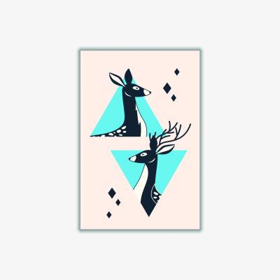 Wolf & Badger Blue Abstract Deer #5 Xxs Stanley Print House