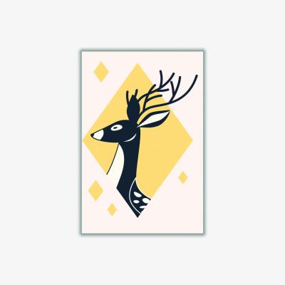 Wolf & Badger Yellow / Orange Abstract Deer #3 A4 210 X 297Mm Stanley Print House
