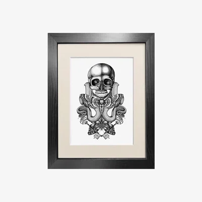 Wolf & Badger Black 'Death's Head' - Fine Art Print A5 Emily Carter