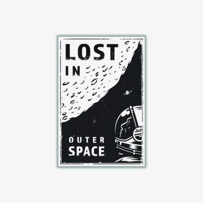 Wolf & Badger Black Lost In Outer Space A3 297 X 420Mm Stanley Print House