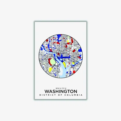 Wolf & Badger Blue Map Of Washington Columbia Medium Stanley Print House