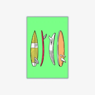 Wolf & Badger Yellow / Orange Vintage Surfboard Collection Xxs Stanley Print House
