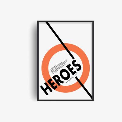 Wolf & Badger Heroes David Bowie Inspired Retro Giclée Art Print A2 420 X 594Mm Fanclub