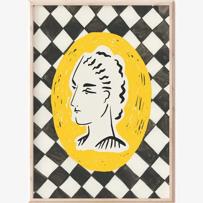 Wolf & Badger Checkered Illustration Print Sofe Store