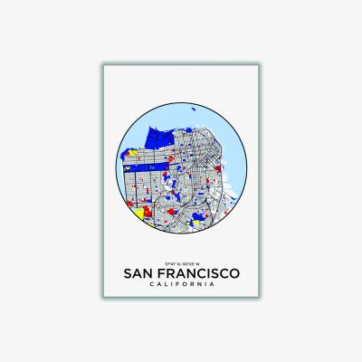 Wolf & Badger Blue Map Of San Fran A2 420 X 594Mm Stanley Print House