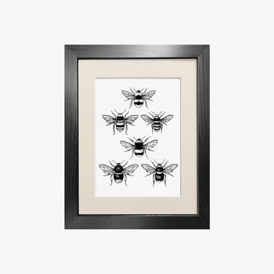 Wolf & Badger Black 'British Bees' - Fine Art Print A5 Emily Carter