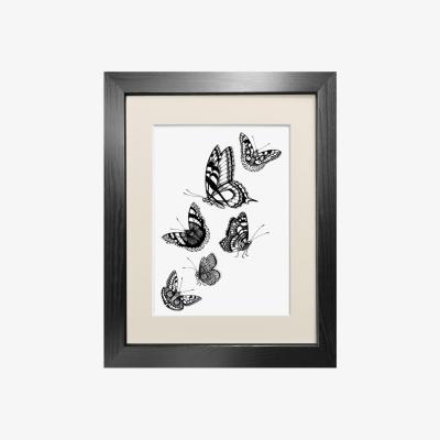Wolf & Badger Black 'British Butterflies' Fine Art Print A3 Emily Carter