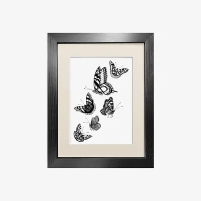 Wolf & Badger Black 'British Butterflies' Fine Art Print A3 Emily Carter
