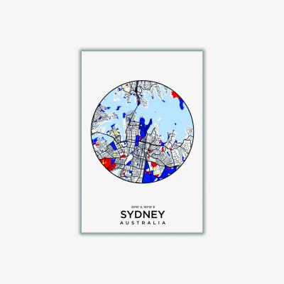 Wolf & Badger Blue Map Of Sydney Australia Medium Stanley Print House