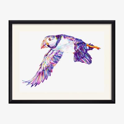 Wolf & Badger Pink / Purple Puffin Art Print Claudine O'sullivan Illustration & Design