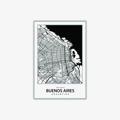 Wolf & Badger Black Map Of Buenos Aires A1 594 X 841Mm Stanley Print House