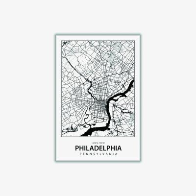 Wolf & Badger Black Map Of Philidelphia A3 297 X 420Mm Stanley Print House