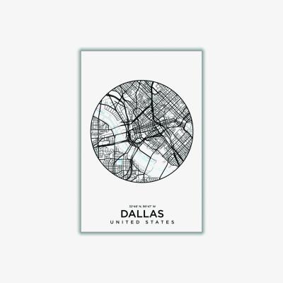 Wolf & Badger Black Map Of Dallas A2 420 X 594Mm Stanley Print House