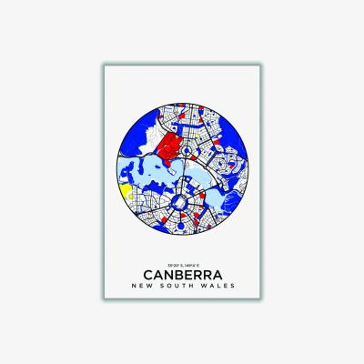 Wolf & Badger Blue Map Of Canberra New South Wales A4 210 X 297Mm Stanley Print House