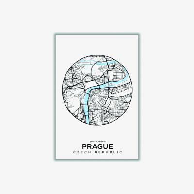 Wolf & Badger Blue Map Of Prague A1 594 X 841Mm Stanley Print House
