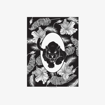 Wolf & Badger Elemental Panther Print Black & White The Curious Department