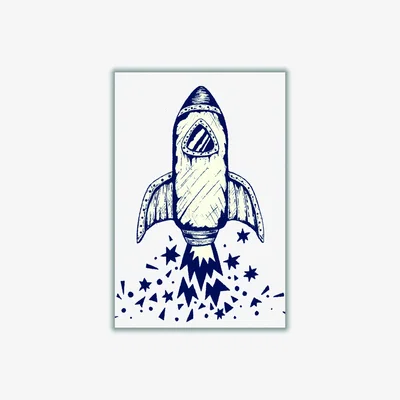 Wolf & Badger Black 5-4-3-2-1-Blastoff A1 594 X 841Mm Stanley Print House
