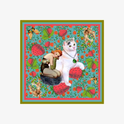 Wolf & Badger Blue Kitty Limited Edition Print Large Myrtle & Mary