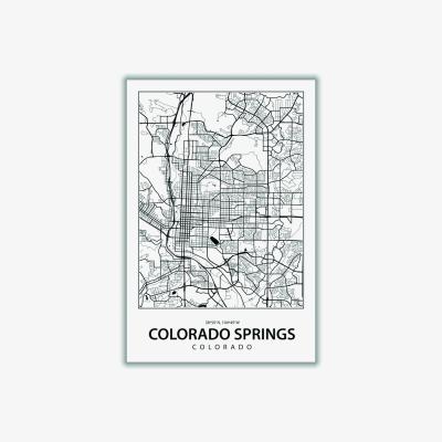 Wolf & Badger Black Map Of Colorado Springs A2 420 X 594Mm Stanley Print House