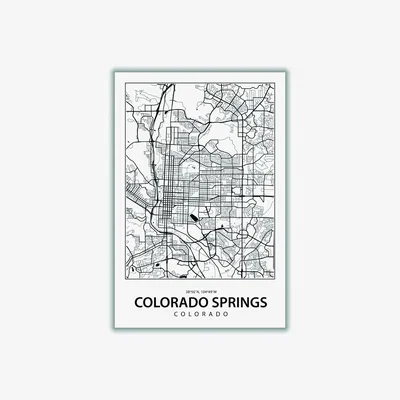 Wolf & Badger Black Map Of Colorado Springs A2 420 X 594Mm Stanley Print House