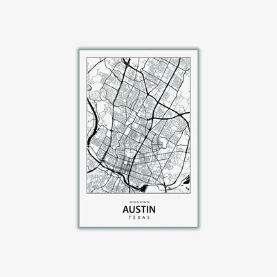 Wolf & Badger Black Map Of Austin Texas Large Stanley Print House